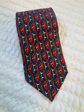 Vintage Venanzi 100% Silk Necktie Made in Italy Geometric Abstract Wide Tie